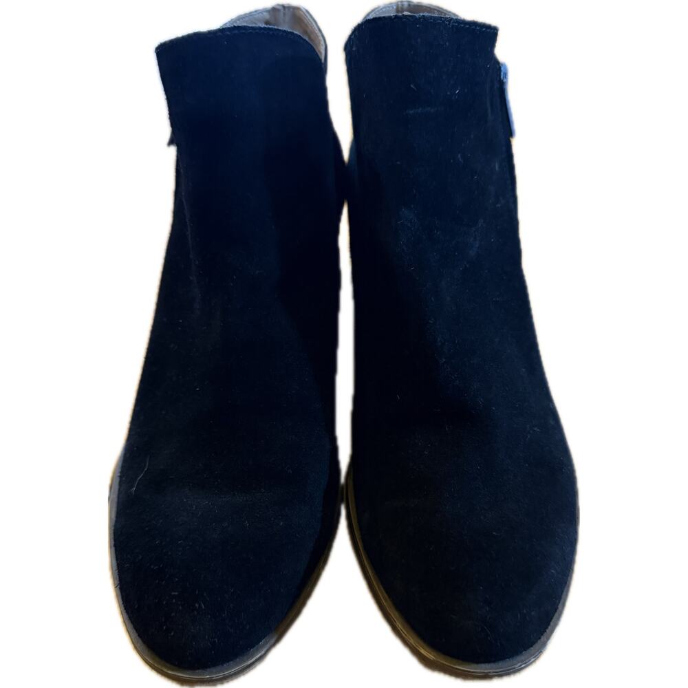 Lucky‎ Brand Womens Black Suede Ankle Booties Side Zip Low Block Heel 9M